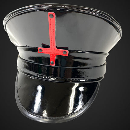 HT322P BLACK PATENT CAPTAIN HAT WITH ASSORTED UPSIDE DOWN