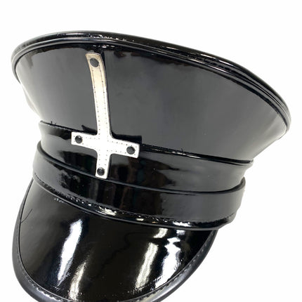 HT322P BLACK PATENT CAPTAIN HAT WITH ASSORTED UPSIDE DOWN