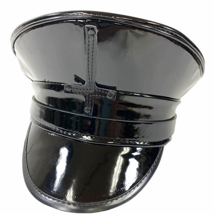 HT322P BLACK PATENT CAPTAIN HAT WITH ASSORTED UPSIDE DOWN