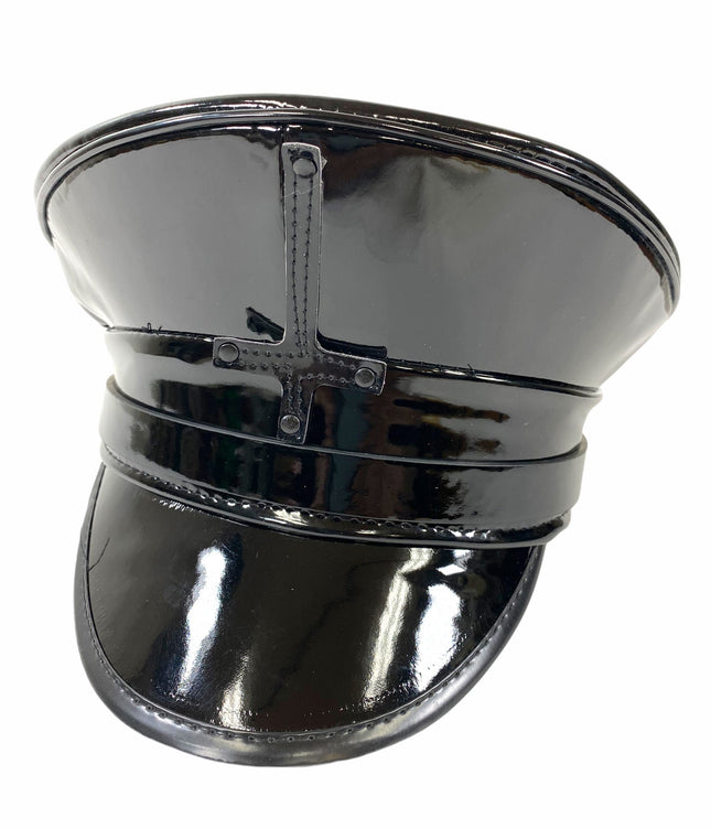 HT322P BLACK PATENT CAPTAIN HAT WITH ASSORTED UPSIDE DOWN