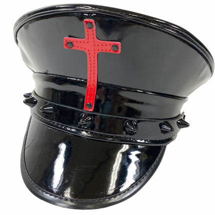 HT330P-BS BLACK PATENT CAPTAIN HAT WITH ASSORTED CROSS