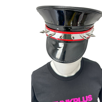 HT354P.BLK   METAL PLATE  1" PIN SPIKE CAPTAIN HAT