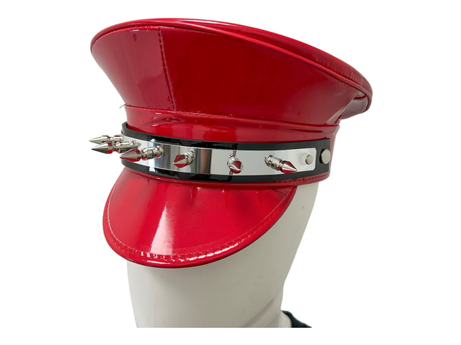 HT354P.RED   METAL PLATE  1" PIN SPIKE CAPTAIN HAT