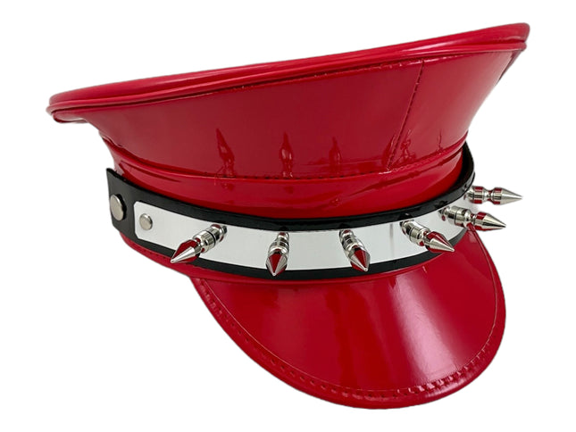 HT354P.RED   METAL PLATE  1" PIN SPIKE CAPTAIN HAT