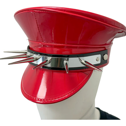 HT356P.RED  METAL PLATE  3" PIN SPIKE CAPTAIN HAT