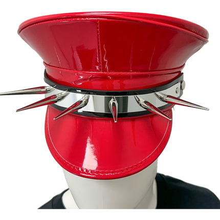 HT356P.RED  METAL PLATE  3" PIN SPIKE CAPTAIN HAT