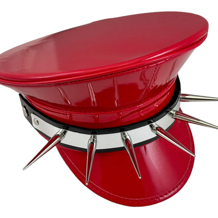 HT356P.RED  METAL PLATE  3" PIN SPIKE CAPTAIN HAT