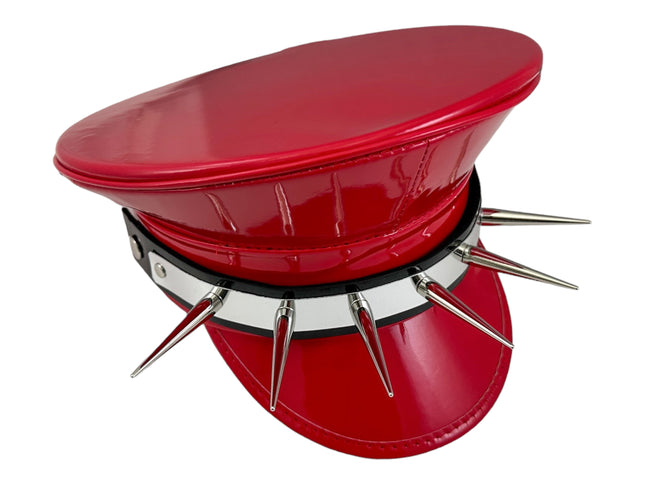 HT356P.RED  METAL PLATE  3" PIN SPIKE CAPTAIN HAT