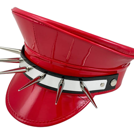 HT356P.RED  METAL PLATE  3" PIN SPIKE CAPTAIN HAT