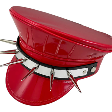 HT356P.RED  METAL PLATE  3" PIN SPIKE CAPTAIN HAT