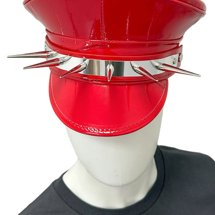 HT356P.RED  METAL PLATE  3" PIN SPIKE CAPTAIN HAT