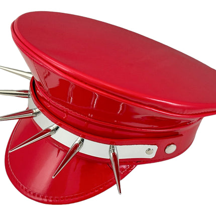 HT356P.RED  METAL PLATE  3" PIN SPIKE CAPTAIN HAT