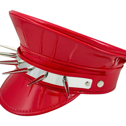 HT356P.RED  METAL PLATE  3" PIN SPIKE CAPTAIN HAT