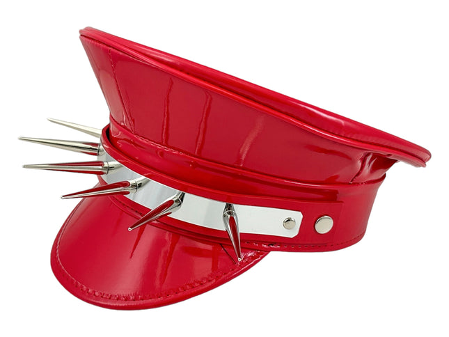 HT356P.RED  METAL PLATE  3" PIN SPIKE CAPTAIN HAT