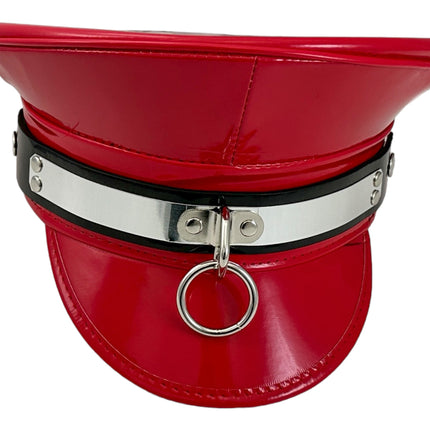 HT360P.RED  METAL PLATE  3" PIN SPIKE CAPTAIN HAT