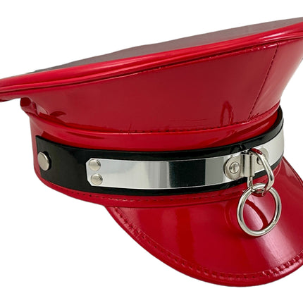 HT360P.RED  METAL PLATE  3" PIN SPIKE CAPTAIN HAT