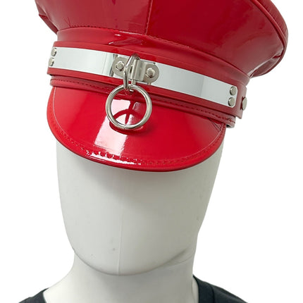 HT360P.RED  METAL PLATE  3" PIN SPIKE CAPTAIN HAT