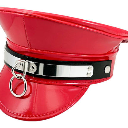 HT360P.RED  METAL PLATE  3" PIN SPIKE CAPTAIN HAT