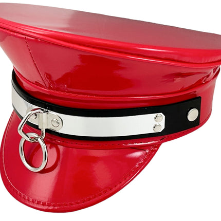 HT360P.RED  METAL PLATE  3" PIN SPIKE CAPTAIN HAT