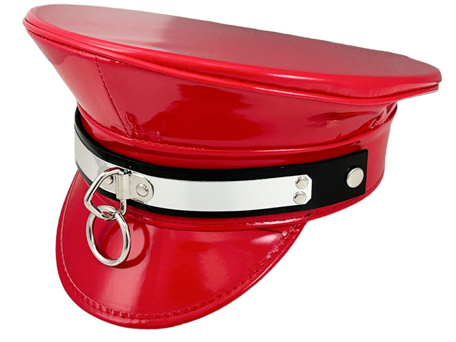 HT360P.RED  METAL PLATE  3" PIN SPIKE CAPTAIN HAT