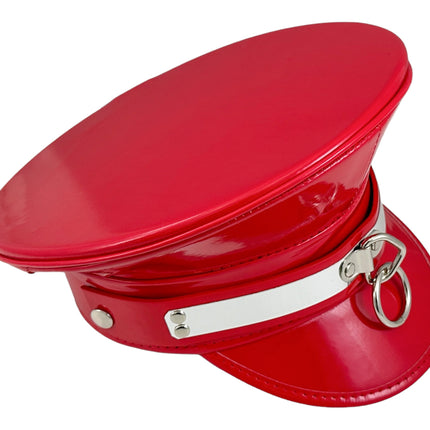 HT360P.RED  METAL PLATE  3" PIN SPIKE CAPTAIN HAT