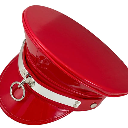 HT360P.RED  METAL PLATE  3" PIN SPIKE CAPTAIN HAT