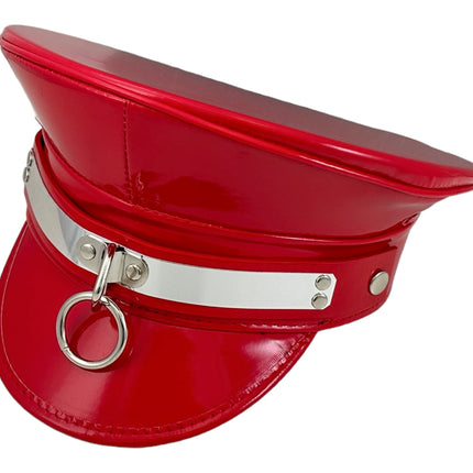 HT360P.RED  METAL PLATE  3" PIN SPIKE CAPTAIN HAT