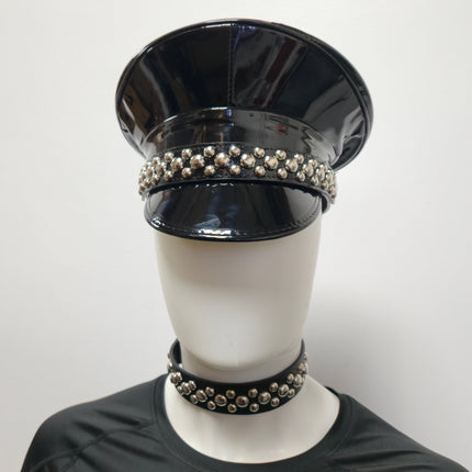 HT380P.BLK  ROUND STUDDED CAPTAIN HAT