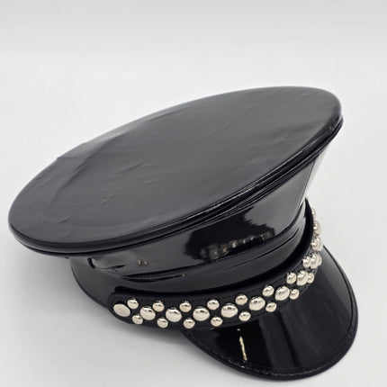 HT380P.BLK  ROUND STUDDED CAPTAIN HAT