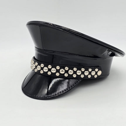 HT380P.BLK  ROUND STUDDED CAPTAIN HAT