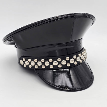 HT380P.BLK  ROUND STUDDED CAPTAIN HAT