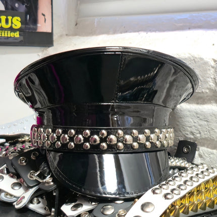 HT380P.BLK  ROUND STUDDED CAPTAIN HAT