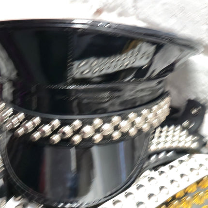 HT380P.BLK  ROUND STUDDED CAPTAIN HAT