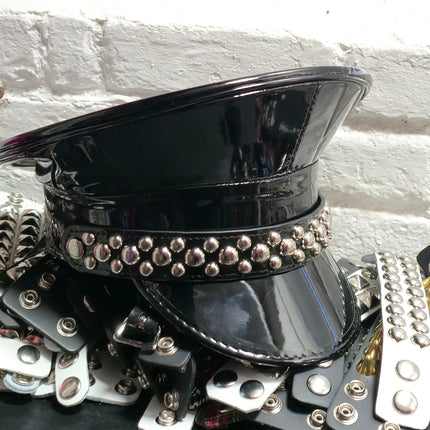 HT380P.BLK  ROUND STUDDED CAPTAIN HAT
