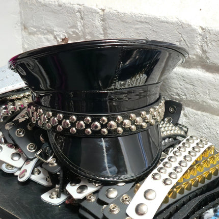 HT380P.BLK  ROUND STUDDED CAPTAIN HAT