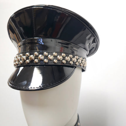 HT380P.BLK  ROUND STUDDED CAPTAIN HAT
