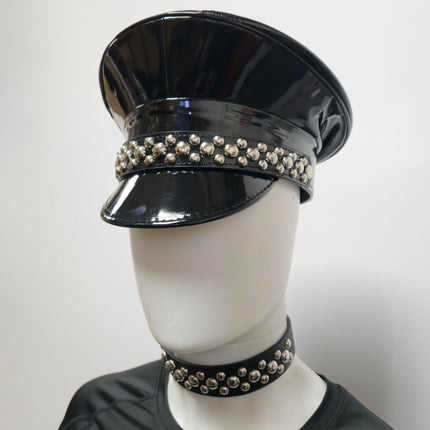 HT380P.BLK  ROUND STUDDED CAPTAIN HAT