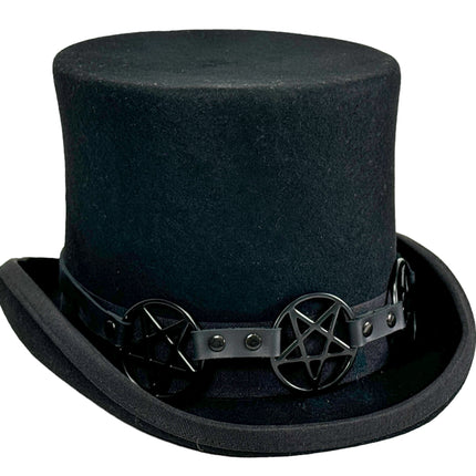 HTPK405-BS   FUNK PLUS TOPHAT WITH BLACK PENTAGRAM BAND