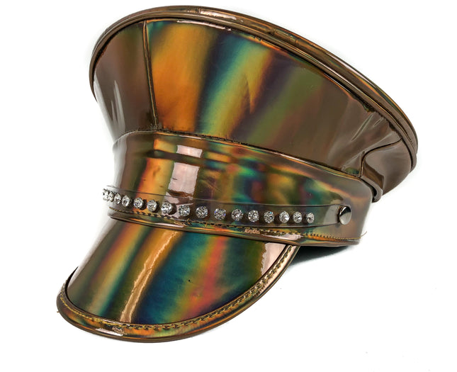 HTR102RN RHINESTONE CAPTAIN HAT RAINBOW