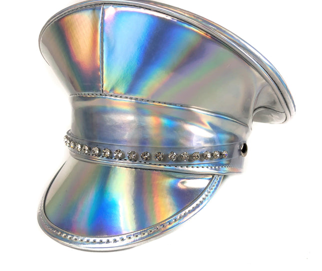 HTR102RN RHINESTONE CAPTAIN HAT RAINBOW