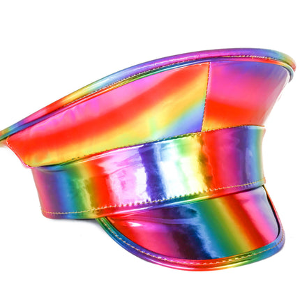 HTR200RN  RAINBOW HOLOGRAPHIC CAPTAIN HAT