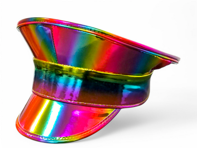 HTR200RN  RAINBOW HOLOGRAPHIC CAPTAIN HAT