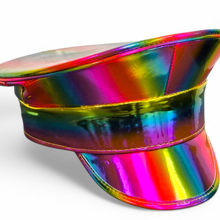 HTR200RN  RAINBOW HOLOGRAPHIC CAPTAIN HAT