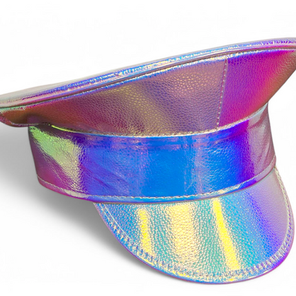 HTR200 RAINBOW HOLOGRAPHIC PLAIN CAPTAIN POLICE HAT