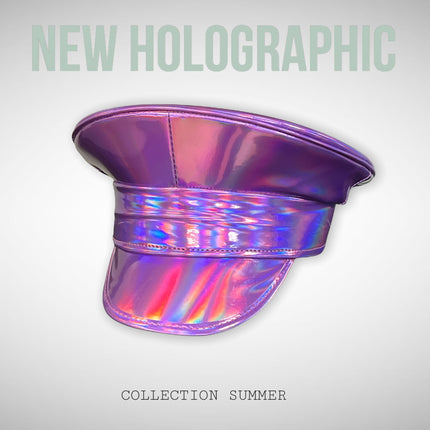 HTR200 RAINBOW HOLOGRAPHIC PLAIN CAPTAIN POLICE HAT