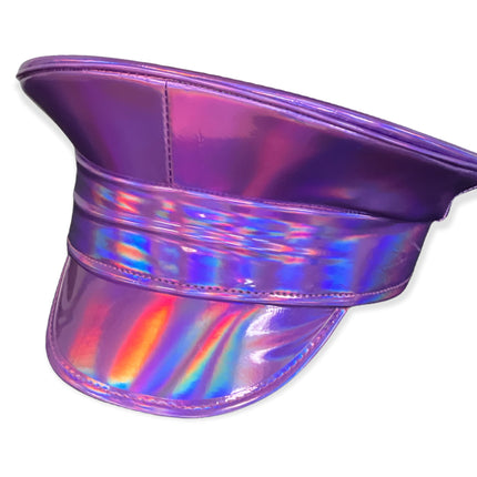 HTR200 RAINBOW HOLOGRAPHIC PLAIN CAPTAIN POLICE HAT