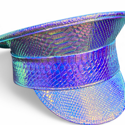 HTR200 RAINBOW HOLOGRAPHIC PLAIN CAPTAIN POLICE HAT