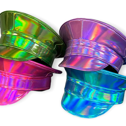 HTR200 RAINBOW HOLOGRAPHIC PLAIN CAPTAIN POLICE HAT