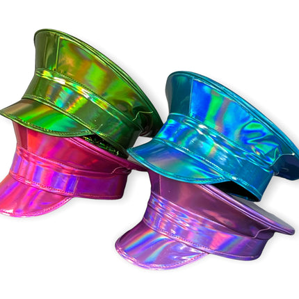 HTR200 RAINBOW HOLOGRAPHIC PLAIN CAPTAIN POLICE HAT