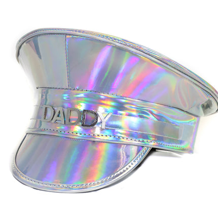 HTR204RN-SIL  RAINBOW HOLOGRAPHIC NAME HAT